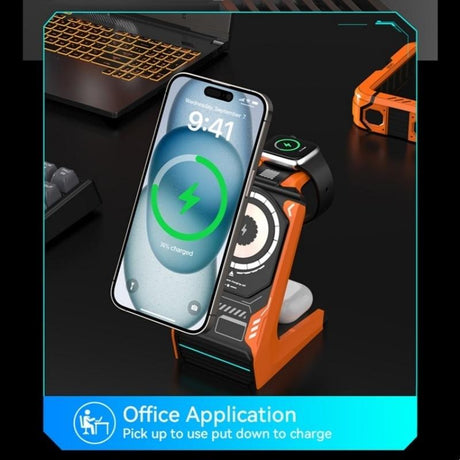 3 In 1 Wireless Charger For Mobile Phone And Earphones - Grey