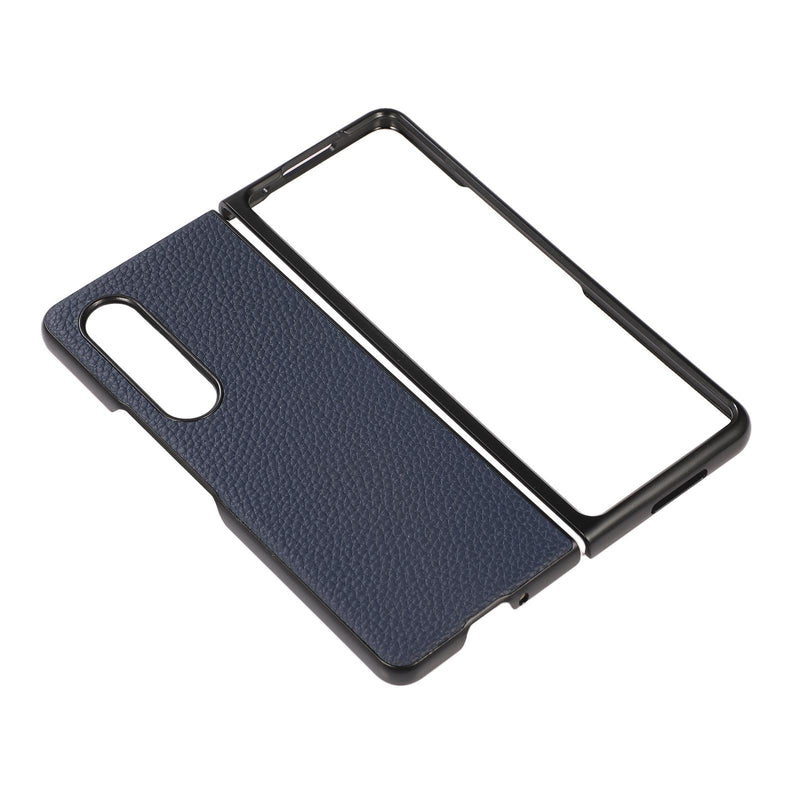 For Samsung Galaxy Z Fold4 5G Litchi Texture Case - Two Tone - Blue
