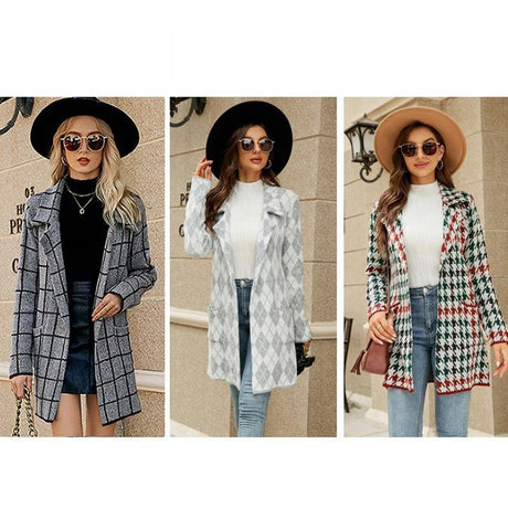 Autumn And Winter Long Sweater Collision Colour Knitted Cardigan Trench Coat - Dark Grey - S