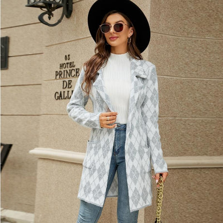 Autumn And Winter Long Sweater Collision Colour Knitted Cardigan Trench Coat - Dark Grey - S