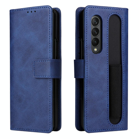 For Samsung Galaxy Z Fold4 5G Leather Flip Case With Pen Slot - Brown
