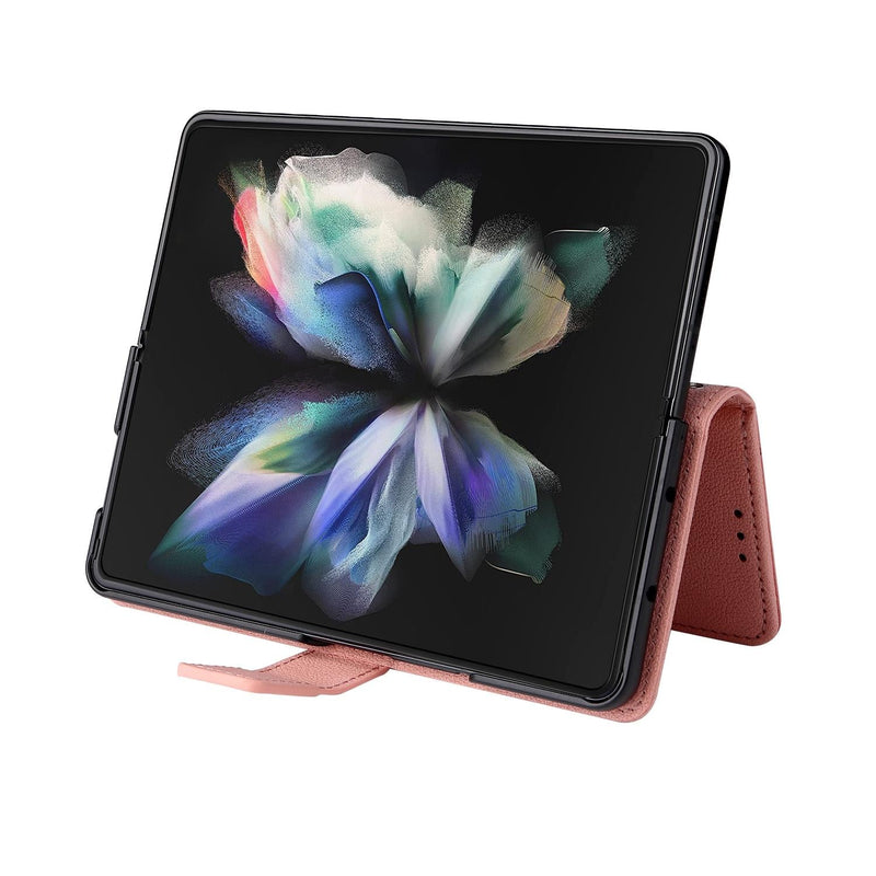 For Samsung Galaxy Z Fold4 5G Leather Flip Case With Pen Slot - Brown