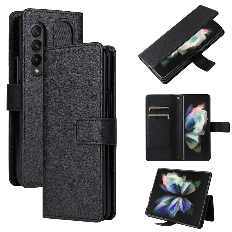 For Samsung Galaxy Z Fold4 5G Leather Flip Case With Pen Slot - Brown