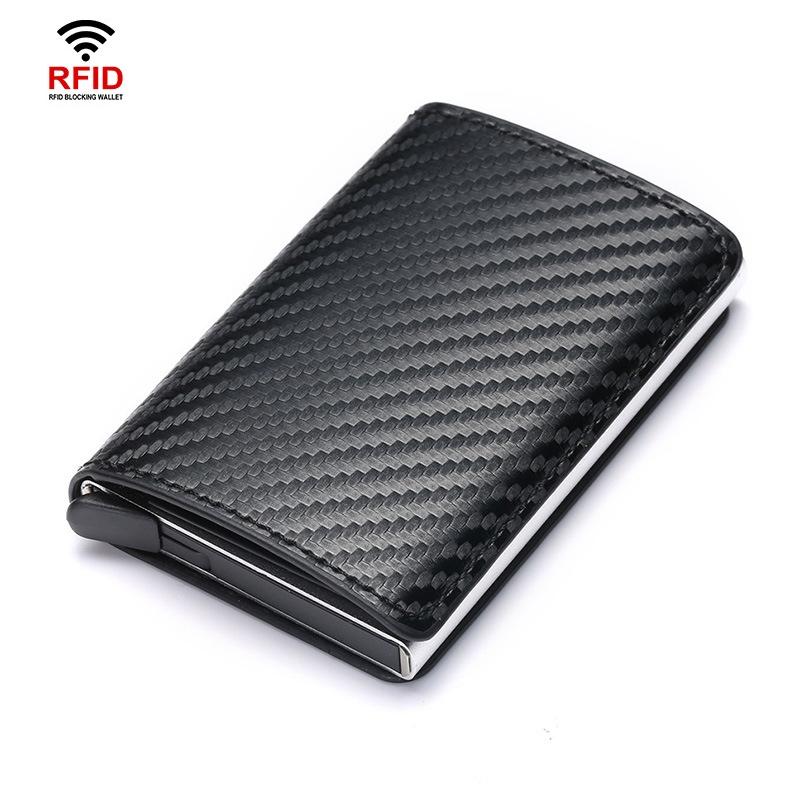 Automatic Rfid Blocking Card Holder with Coin Pocket - Black
