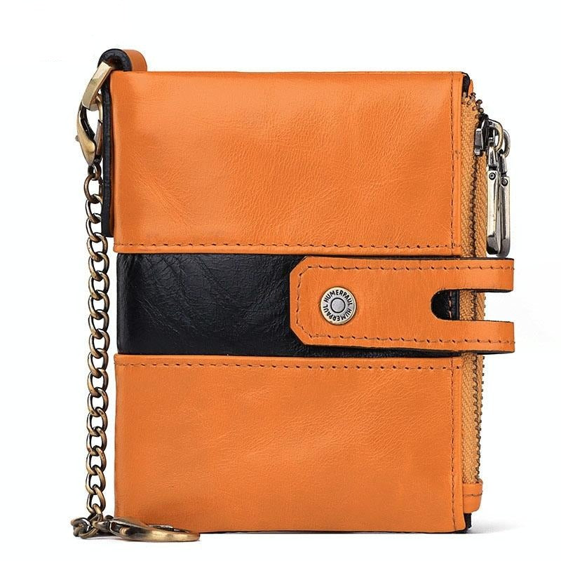 Retro Mens Coin Purse with Rfid Protection - Brown