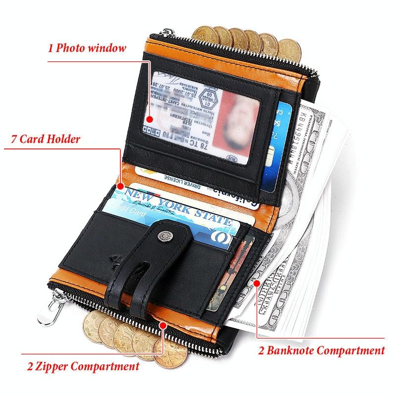 Retro Mens Coin Purse with Rfid Protection - Brown