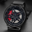 Men 360 Degree Hollow Dial Mesh Strap Quartz Watch - Spinning Design - Blue