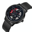 Men 360 Degree Hollow Dial Mesh Strap Quartz Watch - Spinning Design - Blue