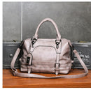 Soft Faced Casual Handbag - Large Diagonal Shoulder Bag - Brown