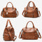 Soft Faced Casual Handbag - Large Diagonal Shoulder Bag - Brown