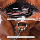 Soft Faced Casual Handbag - Large Diagonal Shoulder Bag - Brown