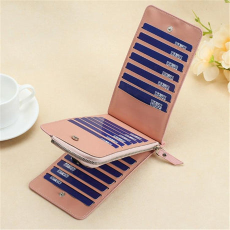 Ultra Thin Multi Card Wallet Multi Function Card Holder - Rose Red