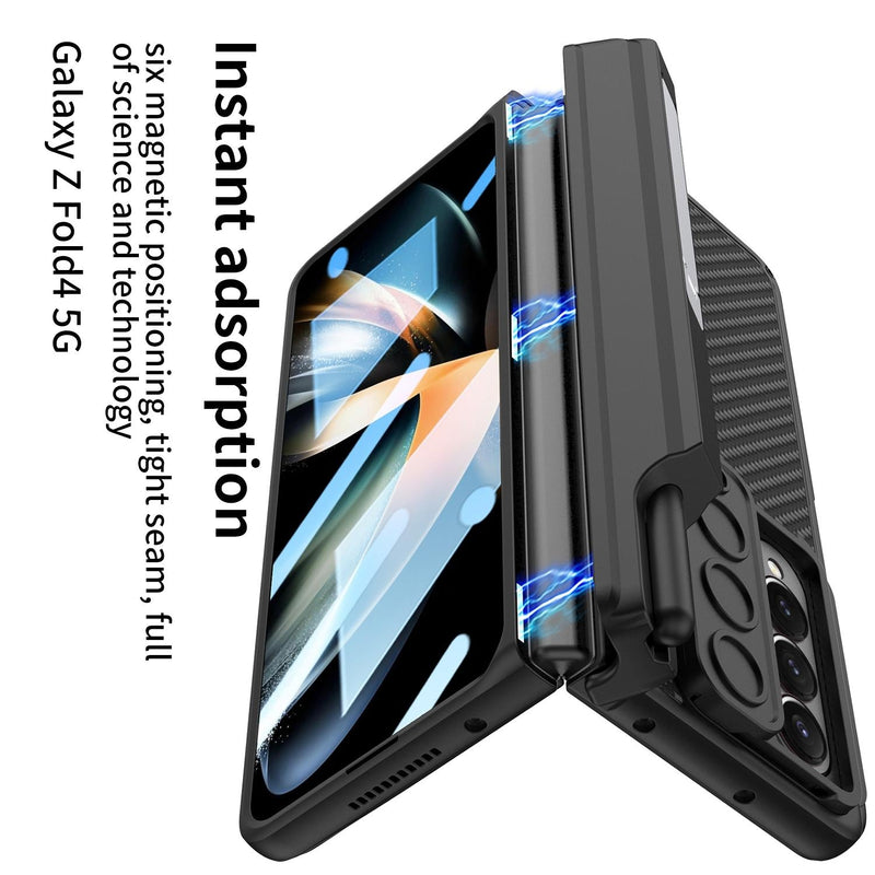 For Samsung Galaxy Z Fold4 5G Magnetic Leather Flip Case With Holder - Silver