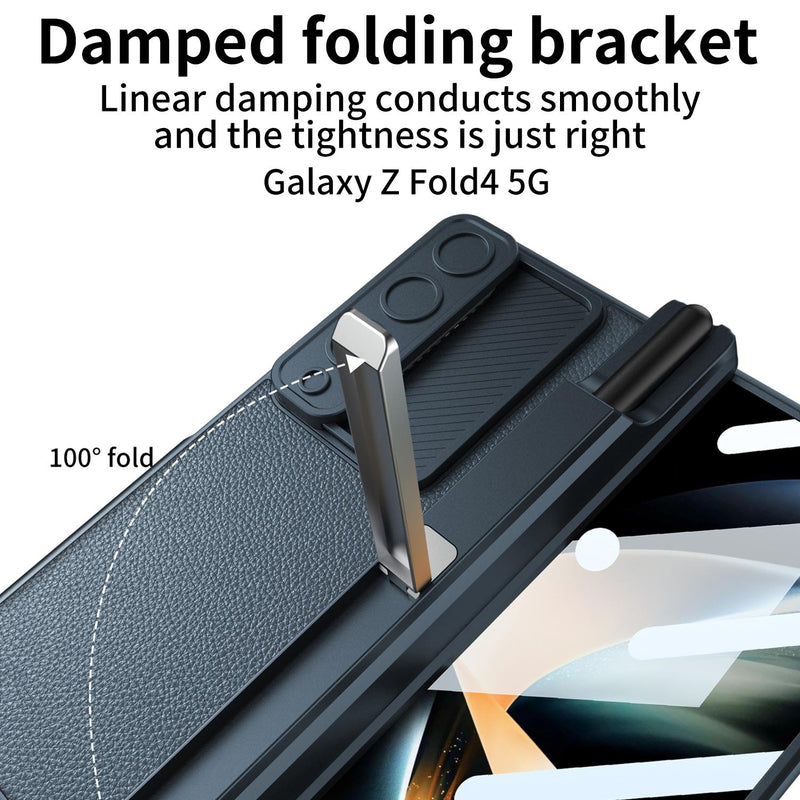 For Samsung Galaxy Z Fold4 5G Magnetic Leather Flip Case With Holder - Silver