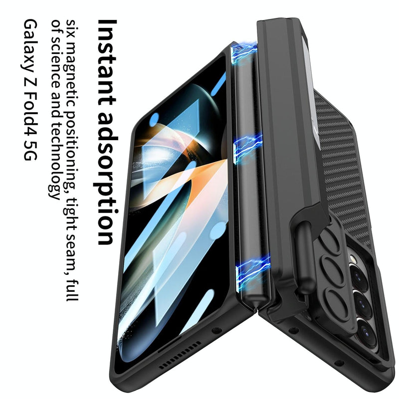 For Samsung Galaxy Z Fold4 5G Magnetic Leather Flip Case With Holder - Silver
