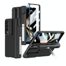 For Samsung Galaxy Z Fold4 5G Magnetic Leather Flip Case With Holder - Silver