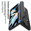 For Samsung Galaxy Z Fold4 5G Magnetic Leather Flip Case With Holder - Silver