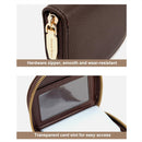 Large Capacity Semicircular Embroidery Id Card Holder - Coffee