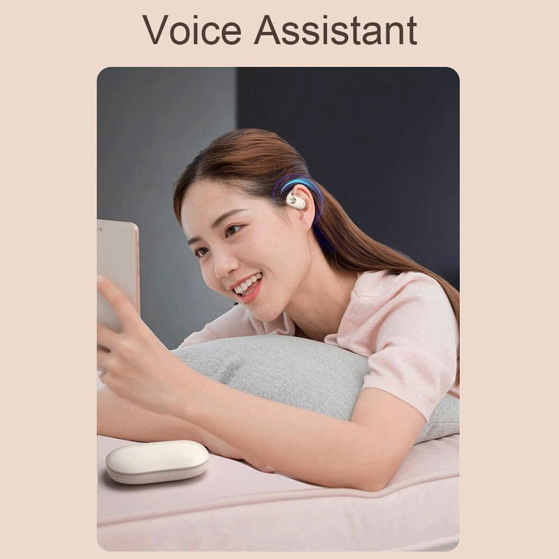 Wireless Dual-mic Bluetooth Earphones with Noise Reduction and Led Display - Skin-Colour