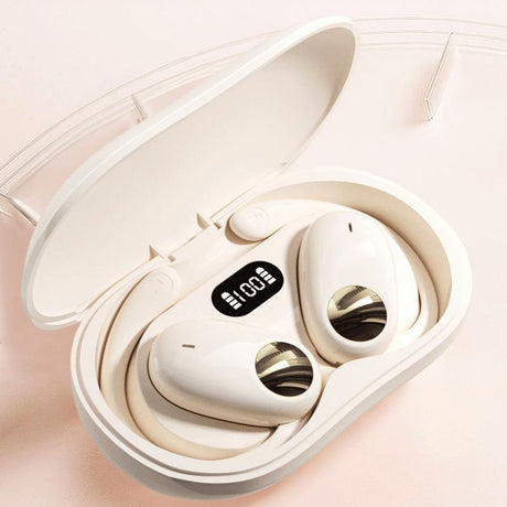 Wireless Dual-mic Bluetooth Earphones with Noise Reduction and Led Display - Skin-Colour