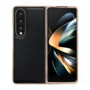 For Samsung Galaxy Z Fold4 5G Xiaoya Series Genuine Leather Plating Case - Blue