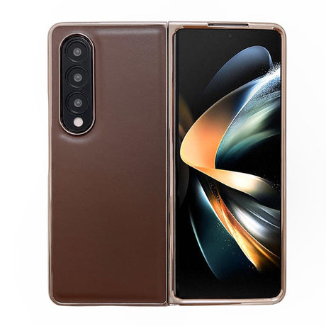 For Samsung Galaxy Z Fold4 5G Xiaoya Series Genuine Leather Plating Case - Blue