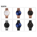 Women Metal Mesh Quartz Watch with Non-scale Dial - Rose Gold Black Surface