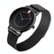 Women Metal Mesh Quartz Watch with Non-scale Dial - Rose Gold Black Surface