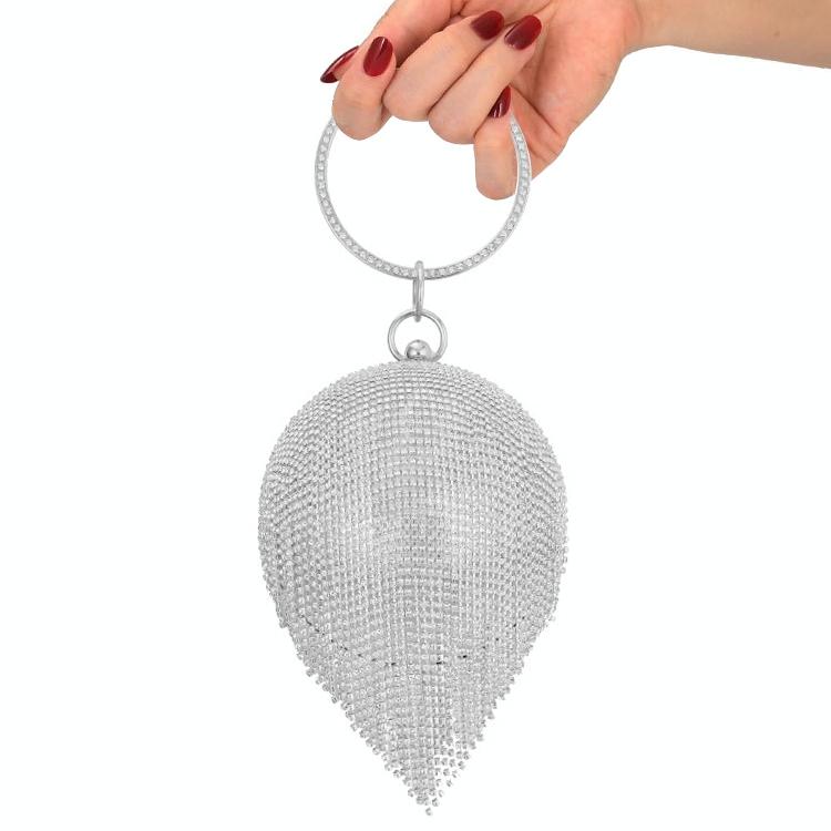Crystal Tassel Clutch For Weddings And Parties - Silver Crystal Bag
