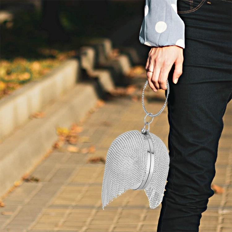 Crystal Tassel Clutch For Weddings And Parties - Silver Crystal Bag