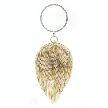 Crystal Tassel Clutch For Weddings And Parties - Silver Crystal Bag