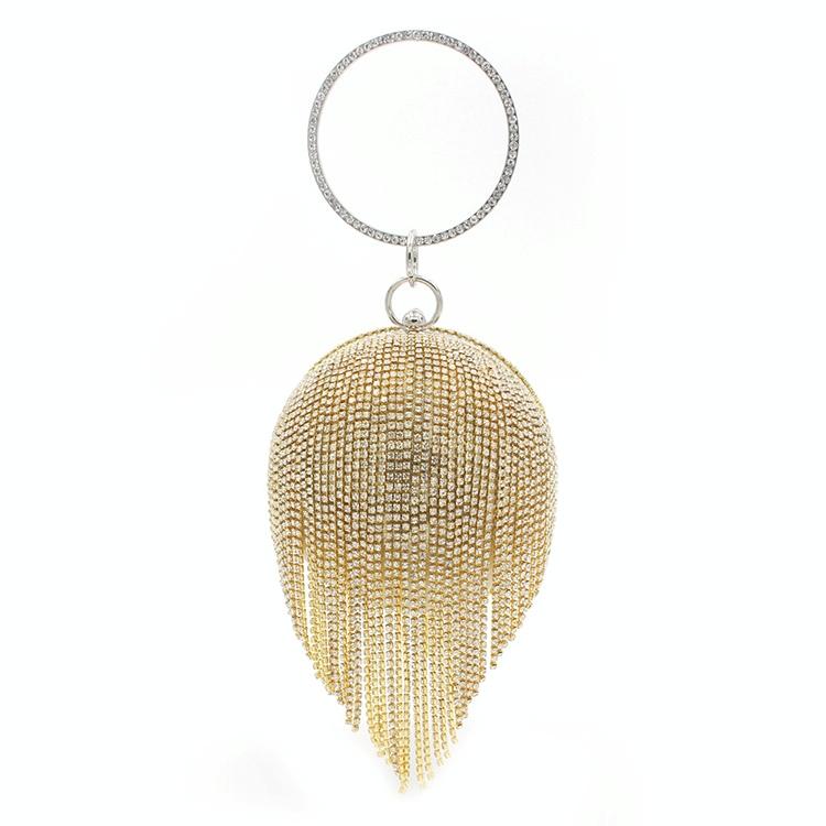 Crystal Tassel Clutch For Weddings And Parties - Silver Crystal Bag