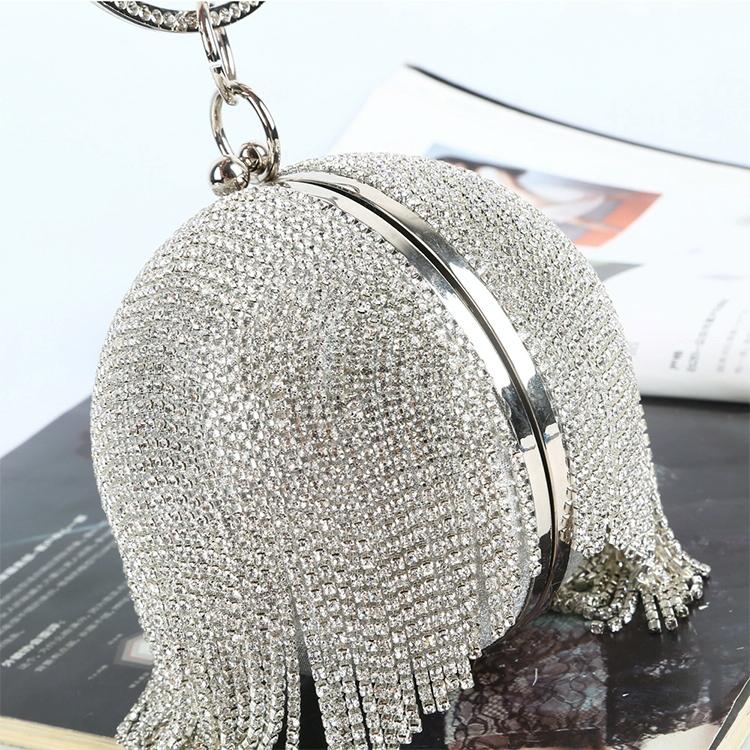 Crystal Tassel Clutch For Weddings And Parties - Silver Crystal Bag