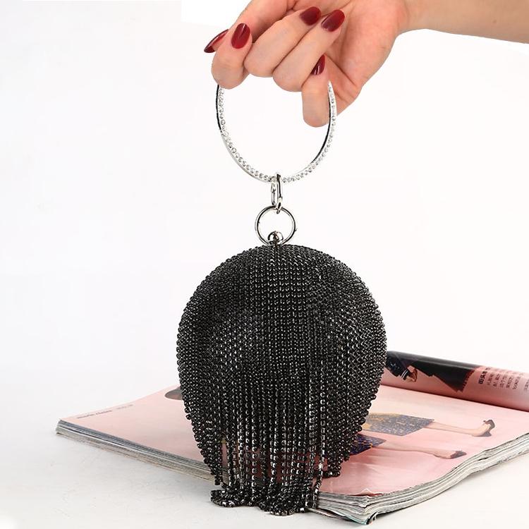 Crystal Tassel Clutch For Weddings And Parties - Silver Crystal Bag