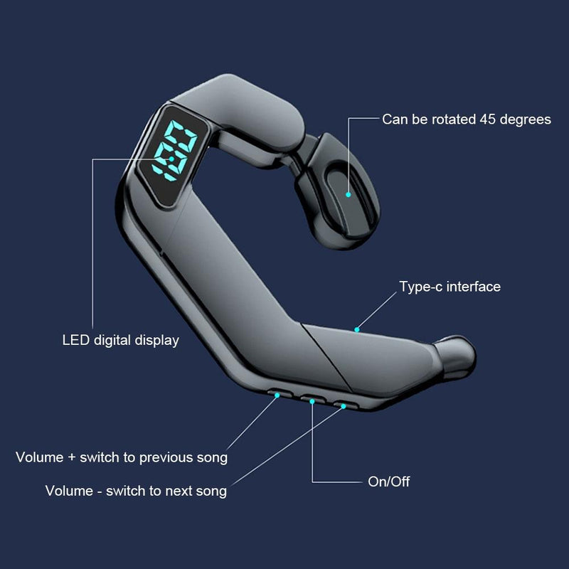 Digital Display Bone Conduction Bluetooth Headset - Sporty Design - Pink