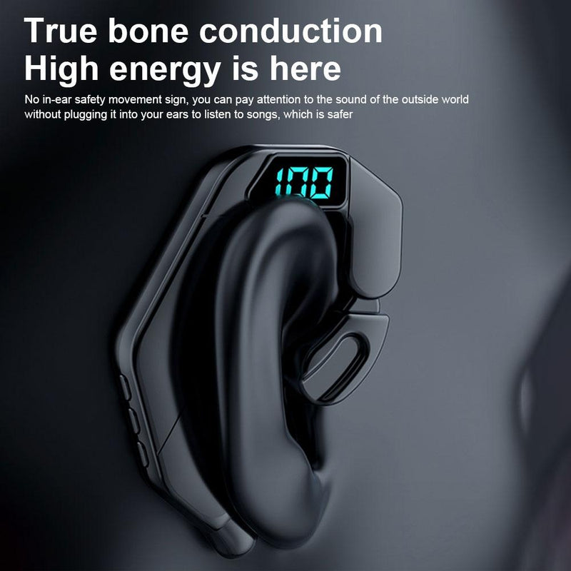 Digital Display Bone Conduction Bluetooth Headset - Sporty Design - Pink