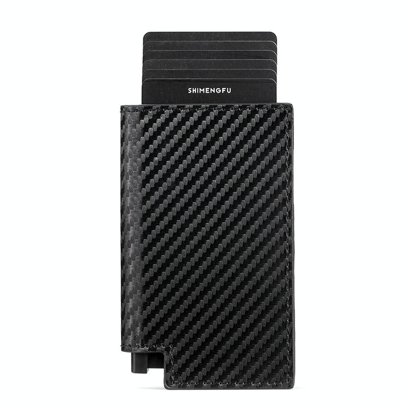 Pop-up Rfid Bifold Wallet with Card Holder - Carbon Fiber Black