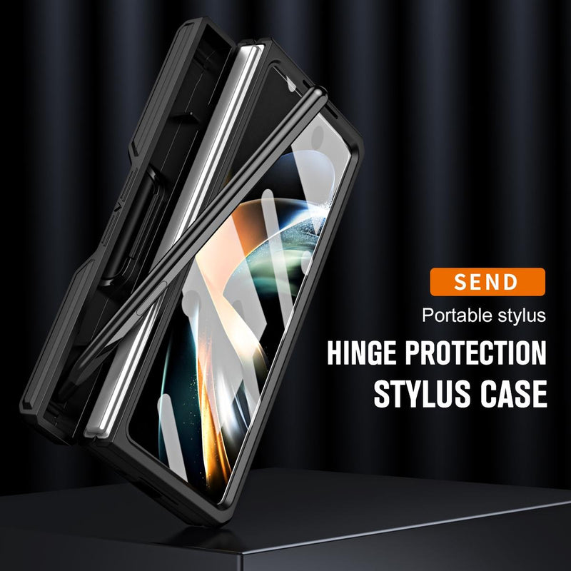 For Samsung Galaxy Z Fold4 5G Shockproof Tpu Pc Case With Pen - Silver
