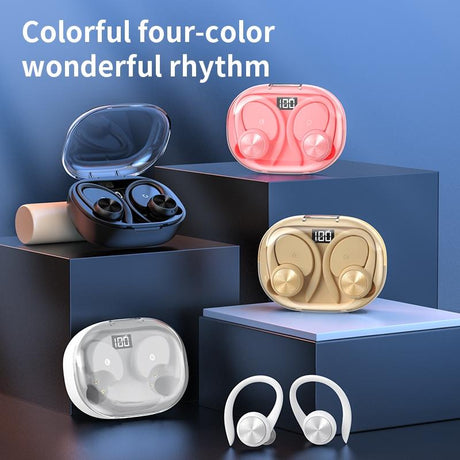 Wireless Earphones with Digital Display and Charging Case - Pink
