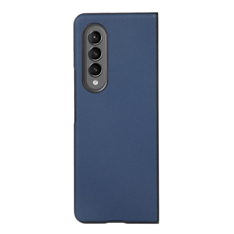 Fold 4 Cross Texture Pu Leather Case - Blue
