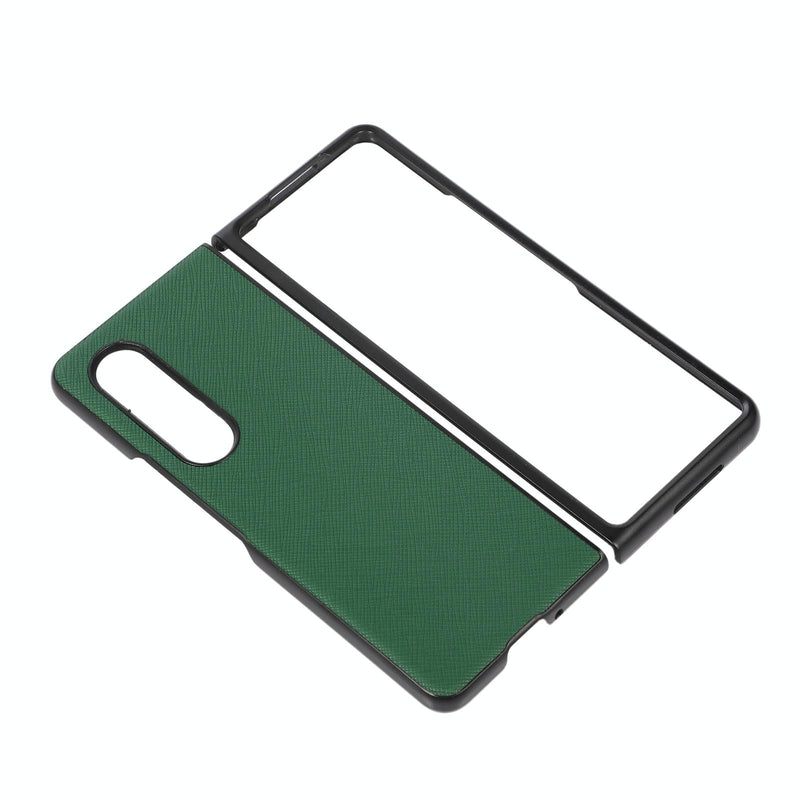 Fold 4 Cross Texture Pu Leather Case - Blue