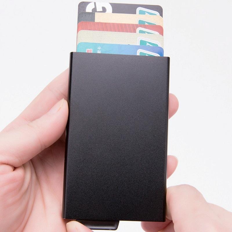 Automatic Eject Rfid Blocking Aluminum Card Wallet - Golden