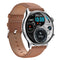 1.36 Inch Amoled Screen Leather Strap Smart Watch Support Nfc Function / Blood Oxygen Monitoring - Black