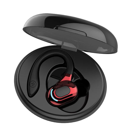 Wireless Bluetooth Earphones with Charging Case - F8 - Red Single Ear