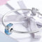 925 Sterling Silver Seasonal Glass Bead Bracelet Charms - Light Blue