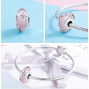925 Sterling Silver Seasonal Glass Bead Bracelet Charms - Light Blue