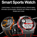 1.43 Inch Bt5.3 Ip68 Sport Smart Watch Support Bluetooth Call / Message Notification / Heart Rate / Blood Pressure Health Monitor - Blue
