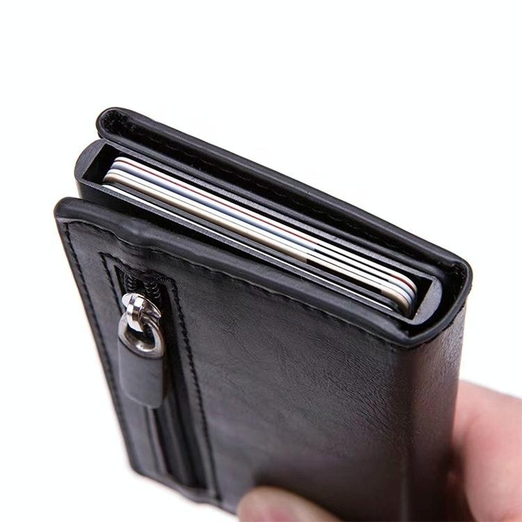 Aluminum Rfid Card Holder with Automatic Pop-up Function - Blue