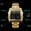 Vintage Gold Steel Square Watch - Waterproof & Luminous - Gold
