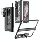 For Samsung Galaxy Z Fold4 5G Magnetic Phone Case With Holder - Plating Finish - Champagne Gold